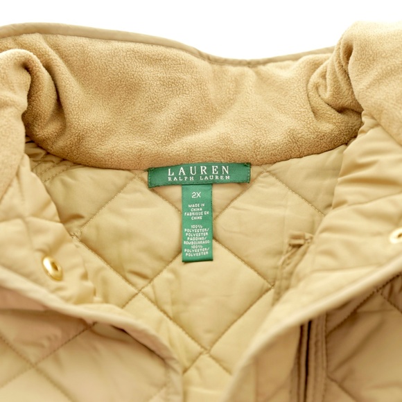Lauren Ralph Lauren Diamond Quilted Button Snap Tan Lightweight Jacket Women 2X - Picture 5 of 6